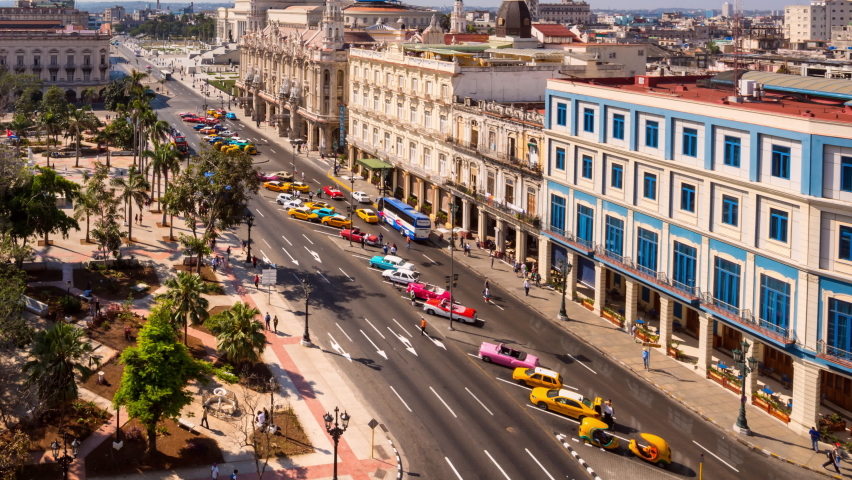 Traffic in Havana Parque Central / Havana, Cuba,Nare Royalty-Free Stock Footage #1058483083