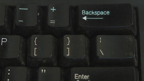 Mistyped Words Thus Pressing The Backspace Key Five Times - Close Up Shot