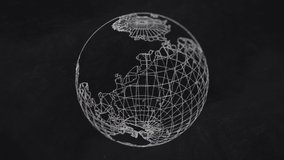 Abstract background with animation of blueprint drawing earth globes. Animation of seamless loop. - Powered by Shutterstock - Get 15% off with code: PIKWIZARD15