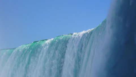 The close up view of the Niagara Falls at water drop point
