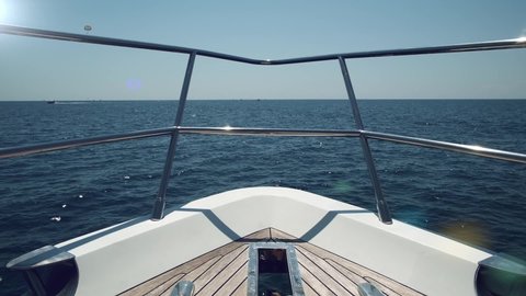 View from a floating ship. Boat trip. Horizon line, beautiful seascapes view from the yacht. 