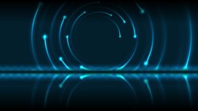 Blue neon laser swirl with reflection. Abstract technology retro background. Futuristic glowing motion design. Seamless looping. Video animation Ultra HD 4K 3840x2160