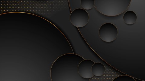 Luxury glitter geometric abstract motion background with black golden circles and dots. Seamless looping. Video animation Ultra HD 4K 3840x2160