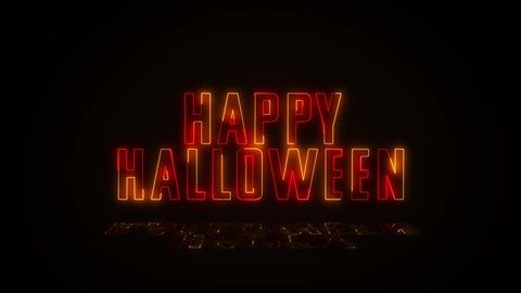 Spooky Happy Halloween neon text animated effect overlay on black background 