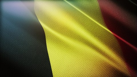 Belgium flag is waving 3D animation. Belgium flag waving in the wind. National flag of Belgium. flag seamless loop animation. 4K