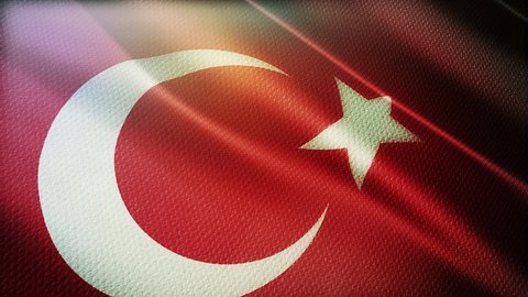 Turkey’s flag is waving 3D animation. Turkey flag waving in the wind. National flag of Turkey . flag seamless loop animation.