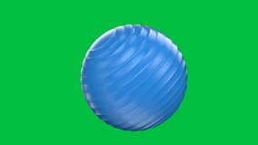 3d rendering blue fitness ball isolated on green screen background 4k footage