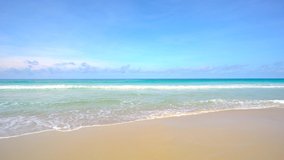 Beautiful summer sea landscape, Phuket, Thailand. Summer Beach And Sea. Landscape view of beach sea sand and sky in summer day. Beach space area. At Patong Beach, Phuket, Thailand. 4K UHD. Video Clip