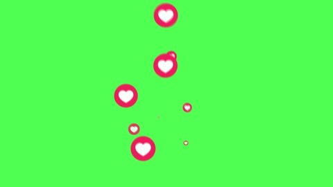 Social media Live style animated heart on green screen and alpha matte.