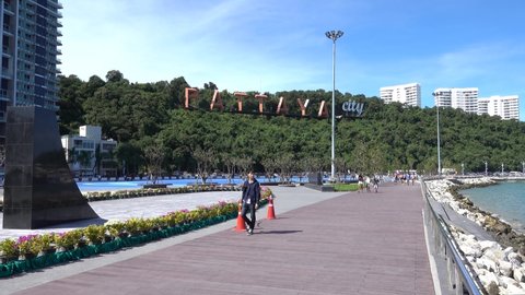 Pattaya city alphabet on Pratumnak hill. Pattaya Thailand March 2020