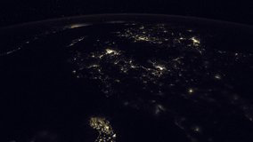 ISS Time-lapse Video of Earth seen from the International Space Station with dark sky and city lights at night over Nile , Time Lapse 4K. Images courtesy of NASA. 