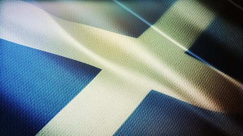Scotland flag is waving 3D animation. Scotland flag waving in the wind. National flag of Scotland. flag seamless loop animation. 