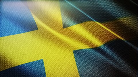 Sweden flag is waving 3D animation. Sweden flag waving in the wind. National flag of Sweden. flag seamless loop animation.
