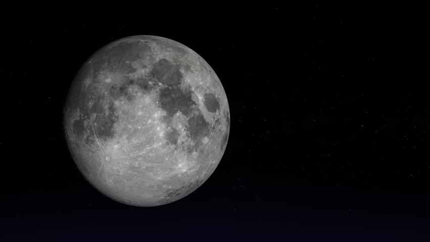 Ultra realistic lunar phases. Moon phases. 3D moon and stars. Moon from space. Text space on the right. [ProRes - UHD 4K]