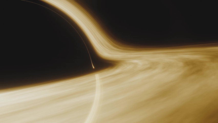Supermassive black hole. Accretion disk of matter on the event horizon of black hole. Space, light and time are distorted by strong gravity on the event horizon | Shutterstock HD Video #1058576359