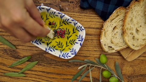 Dip Bread into Virgin Olive Oil and Taste