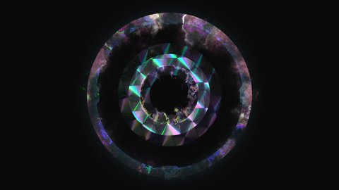 Target circle HUD (heads up display) design animation, rotating holographic graphics for sci-fi transitions or video game overlays, futuristic kaleidoscope pending screen interface.