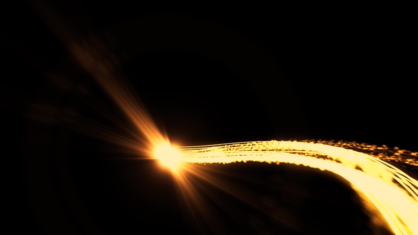 fast energy flying wave line with flash lights. animation magic swirl trace path on black background. Bright orange neon glowing fast moving streams of light, along a trajectory. 
 Royalty-Free Stock Footage #1058609527