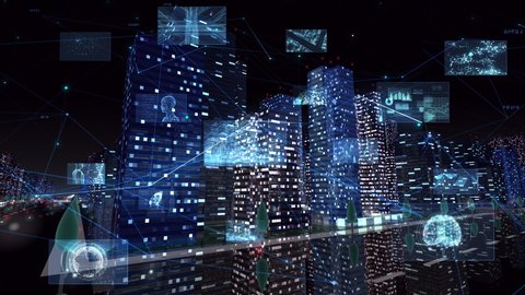 Digital Communication Network Technology Big data City Building Business Background