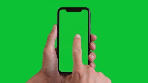 Italy - September 2020: 10 Smartphone Hand Gestures, Green Screen