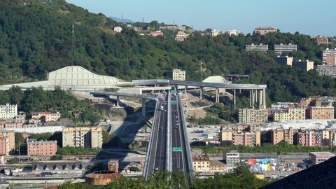 Top view of the new San Giorgio bridge in Genoa, Italy.