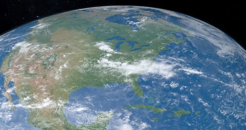 North america continent in planet earth gyrating from the outer space
