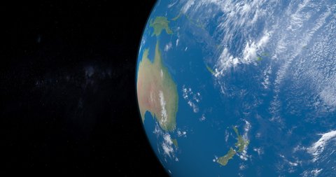 Oceania continent in planet earth gyrating from the outer space