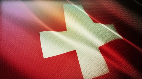 Switzerland flag is waving 3D animation. Switzerland flag waving in the wind. National flag of Switzerland. flag seamless loop animation. high quality 4K resolution