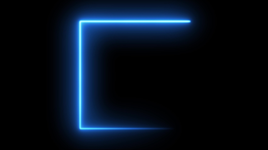 Neon light glowing square frame, blue light. Ultraviolet fluorescent led banner.Flashing light. Night club signboard with empty space for logo or text.Animation on black background loop  | Shutterstock HD Video #1058665930
