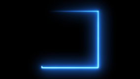Neon light glowing square frame, blue light. Ultraviolet fluorescent led banner.Flashing light. Night club signboard with empty space for logo or text.Animation on black background loop  - Powered by Shutterstock - Get 15% off with code: PIKWIZARD15