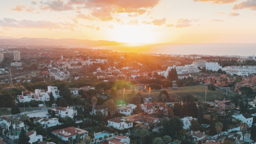 4K Aerial Marbella, Andalusia, Spain, during sunset, panoramic view of the city in the afternoon | Shutterstock HD Video #1058666092
