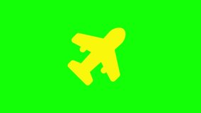 Animated plane, aircraft icon. 4k Animation video, motion graphics. Chroma key, green screen background. Useful for website design, banner, mobile apps and social media posts.