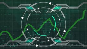 Digital animation of round scanner on Green graph moving against data processing on green background. Global finances and business concept - Powered by Shutterstock - Get 15% off with code: PIKWIZARD15