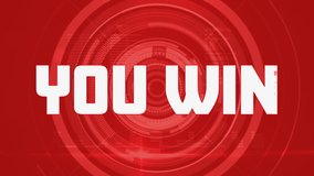 Digital animation of You win text over round scanner against red background. Digital computer interface concept - Powered by Shutterstock - Get 15% off with code: PIKWIZARD15