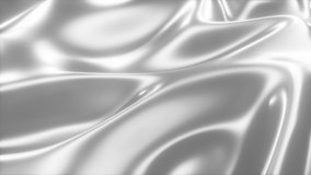 3d abstract waving background. Wavy reflection surface, ripples. Cloth texture, liquid white pattern. 4K video animation.