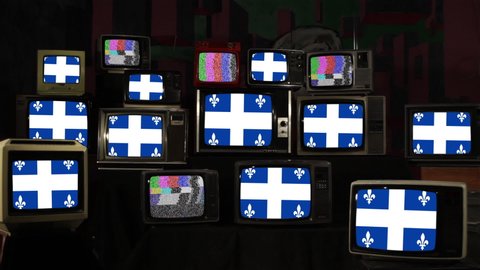 Flag of Quebec, Canada, and Vintage Televisions.