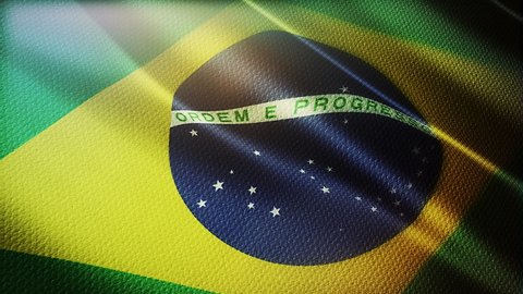 Brazil flag is waving 3D animation. Brazil flag waving in the wind. National flag of Brazil. flag seamless loop animation. high quality 4K resolution 