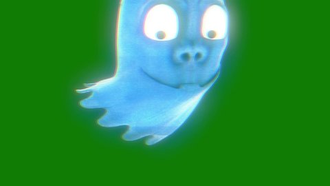 Cartoon Ghost Green Screen 3D Animation Horror Halloween 4K