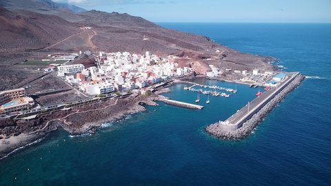 Aerial view of La Restinga village in El Hierro, Canary Islands, Spain. High quality 4k footage