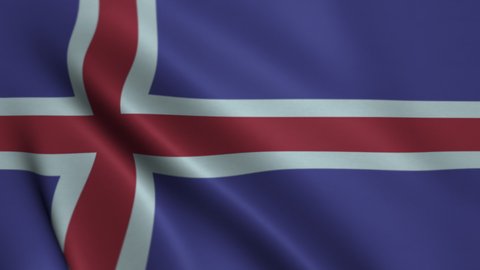 Waving Big Iceland Flag 3D Loop