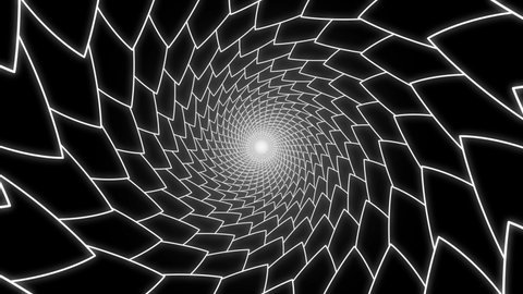 Abstract Graphic Tunnel Black and White Geometric Spiral Looped Animation Background