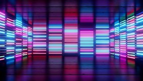 Neon background. Purple and blue neon background appears and disappears. Bright live neon background. Room. - Powered by Shutterstock - Get 15% off with code: PIKWIZARD15