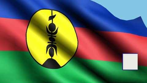 New Caledonia, animated text. Flag of new Caledonia.