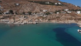 Aerial view from Kolympithres famous beach in Paros island of Greece