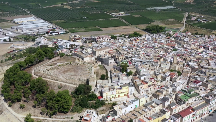 Aerial view of Canosa di Puglia town located in the province of Barletta, Andria, Trani, Italy 