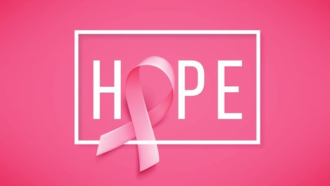 Realistic pink ribbon. Animation with symbol of world breast canser awareness month in october. Hope.