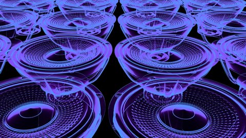 seamless vj musical motion loop - neon speakers. 3D render