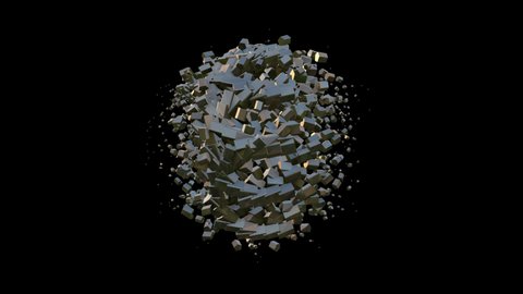 Animation of abstract spherical object  that grows and creates many fractals, possible simulation for explosion, or spreading of various materials.