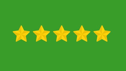 star rating animation. Rating five stars on green background. 4k video	
