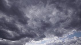 Timelapse shot of beautiful rain clouds and clear sky. Dramatic video